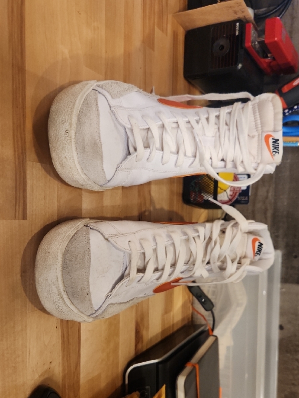 Nike White and Orange Hitops - Picture 4 of 8